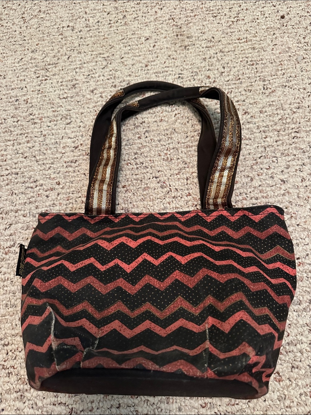 Laurel Burch Brown Tote with Colorful Horse Motif - Picture 4 of 6